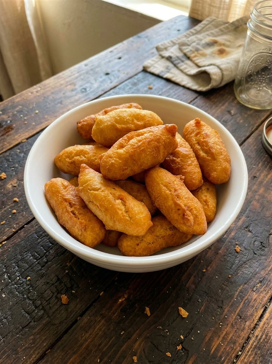 Golden fried festival dumplings in a bowl